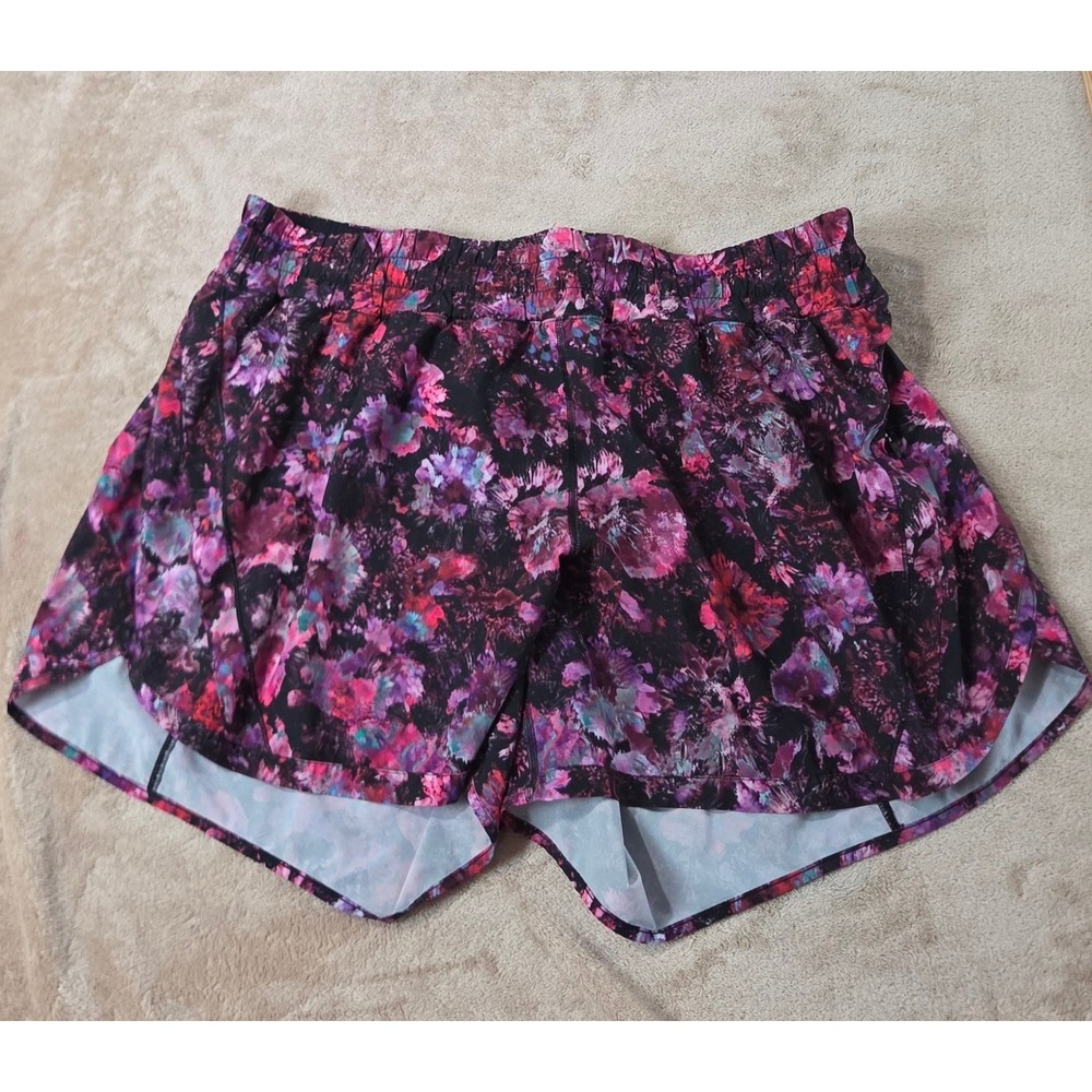 Lululemon Track That‎ Short 5" Fluoro Floral Multi Size 20 Side Logo EUC